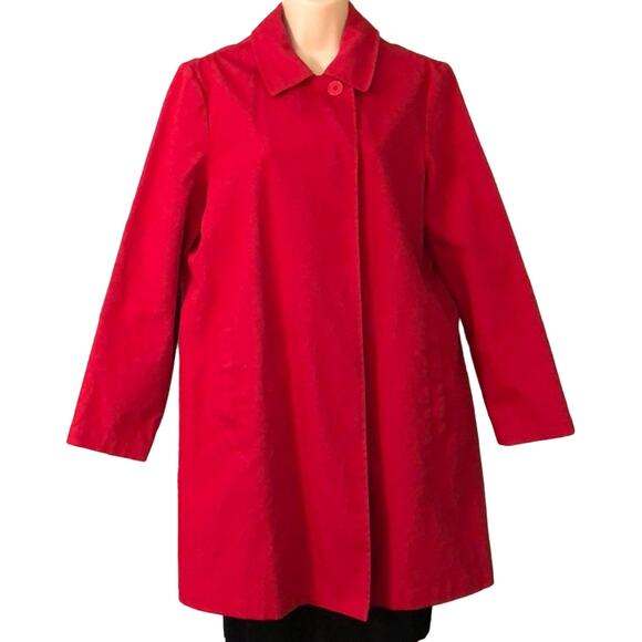 Old Navy Red Cotton All weather coat Woman size M Trench Rain - Picture 1 of 7
